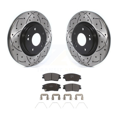 Rotors de frein à fente avant percés, Kit de plaquettes semi-métalliques pour Hyundai Elantra Tucso