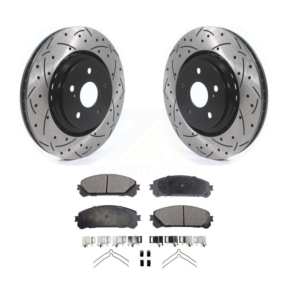 Kit de plaquettes semi-métalliques de Rotors de frein de fente de forage avant pour Lexus RX350 Toyota Camr