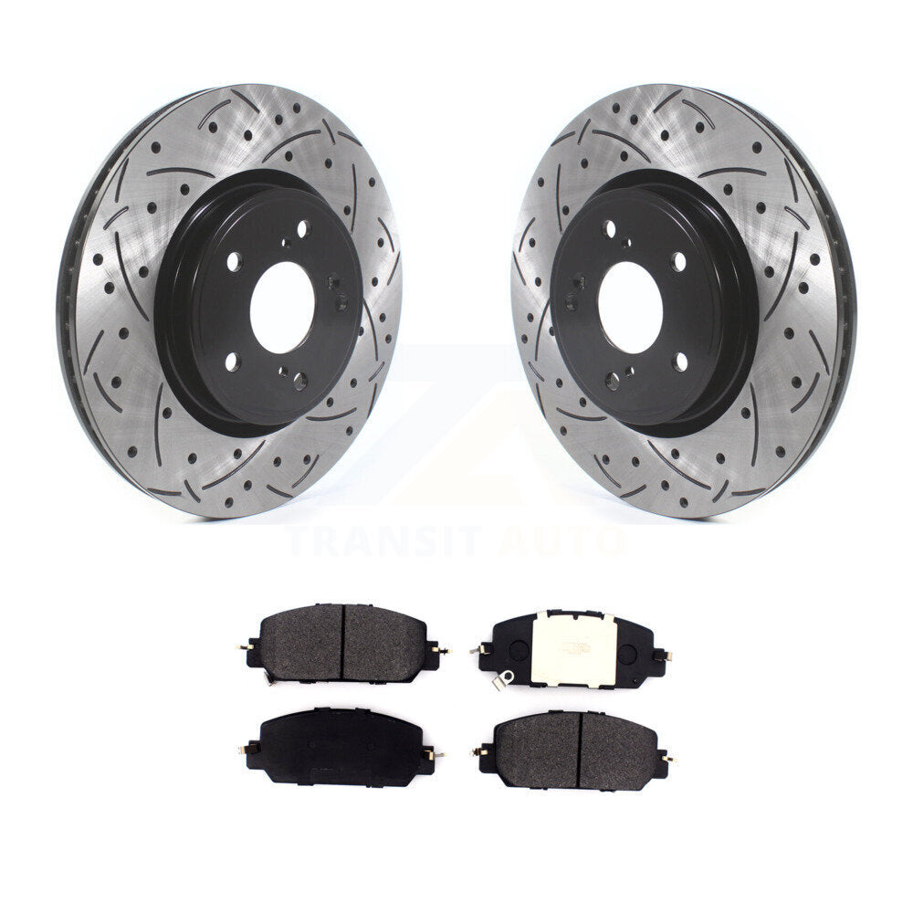Kit de plaquettes semi-métalliques de Rotor de frein à disque de fente de forage de couche avant pour Honda CR-V HR-