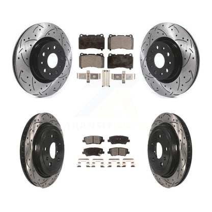 Rotors de frein à disque à fente avant et arrière, Kit de plaquettes semi-métalliques pour Cadillac CT