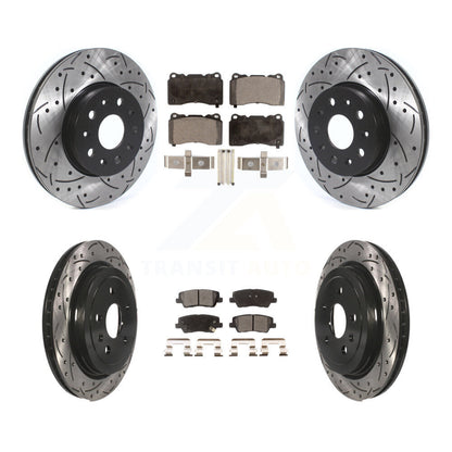 Rotors de frein à disque à fente avant et arrière, Kit de plaquettes semi-métalliques pour Cadillac CT