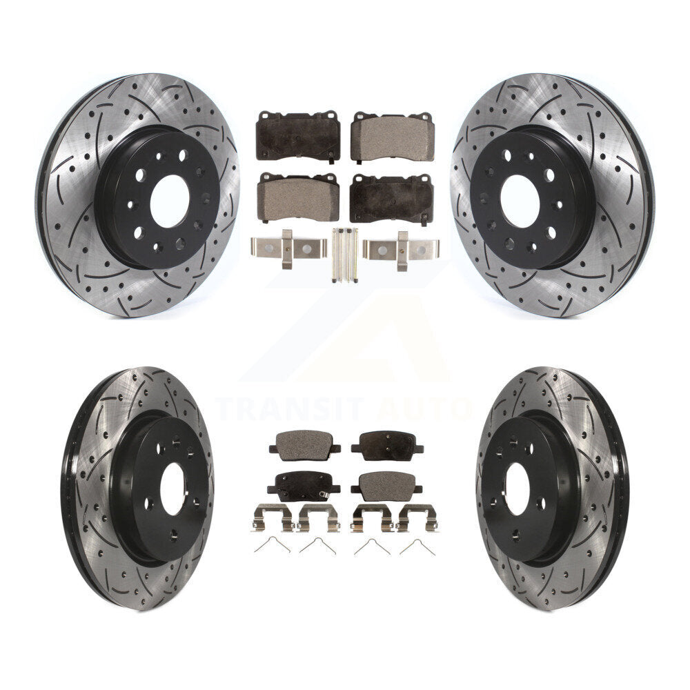 Kit de plaquettes semi-métalliques de Rotor de frein de fente de forage avant et arrière pour Chevrolet Camaro CT