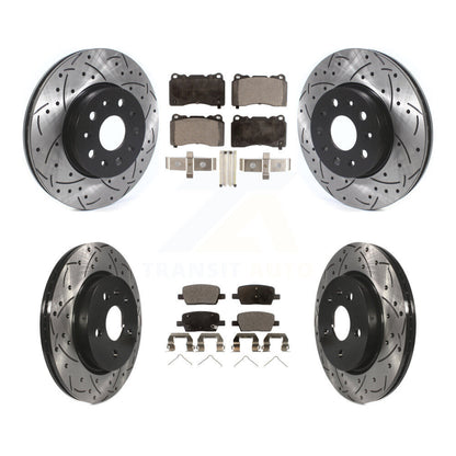 Kit de plaquettes semi-métalliques de Rotor de frein de fente de forage avant et arrière pour Chevrolet Camaro CT