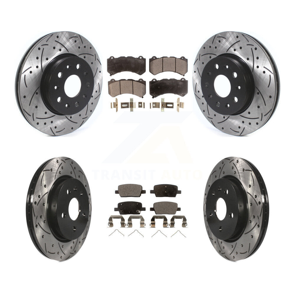 Rotor de frein à fente percée avant et arrière et Kit de plaquettes semi-métalliques pour Chevrolet Camar