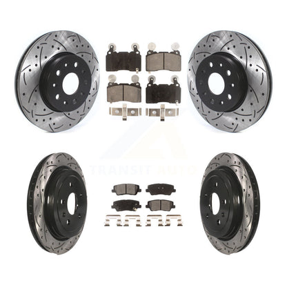 Rotors de frein à disque à fente avant et arrière, Kit de plaquettes semi-métalliques pour Cadillac CT