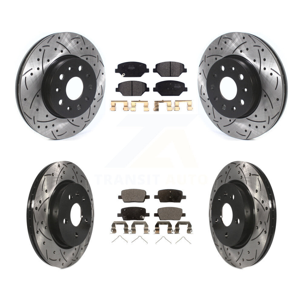 Rotor de frein à fente percée avant et arrière et Kit de plaquettes semi-métalliques pour Chevrolet Camar