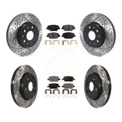 Rotor de frein à fente percée avant et arrière et Kit de plaquettes semi-métalliques pour Chevrolet Camar