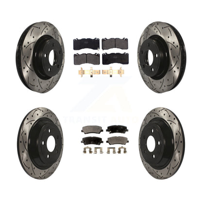 Rotors de frein à disque à fente avant et arrière, Kit de plaquettes semi-métalliques pour Ford Mustang