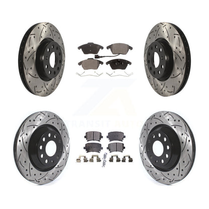 Kit de plaquettes semi-métalliques de Rotor de frein de fente de forage avant et arrière pour Volkswagen Passat C