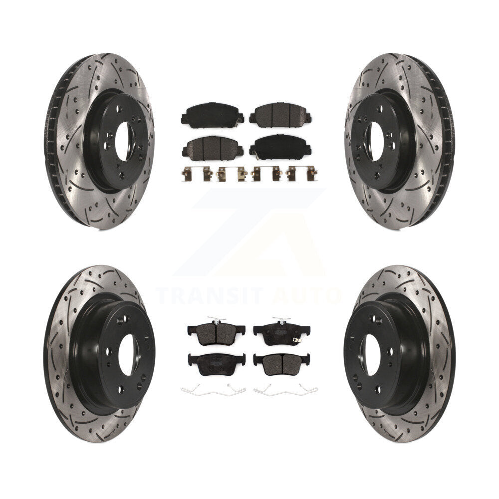 Rotors de frein à disque à fente avant et arrière, Kit de plaquettes semi-métalliques pour Honda Accor