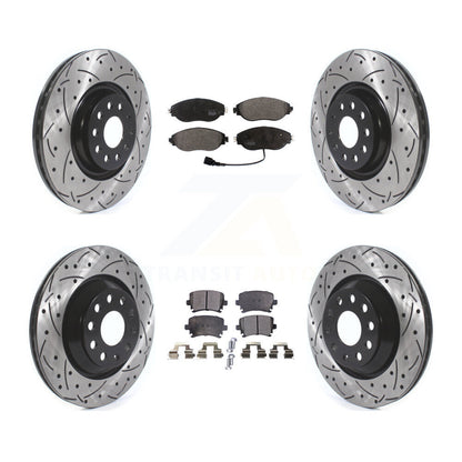 Kit de plaquettes semi-métalliques de rotors de frein à disque de fente de forage avant et arrière pour Volkswagen GT