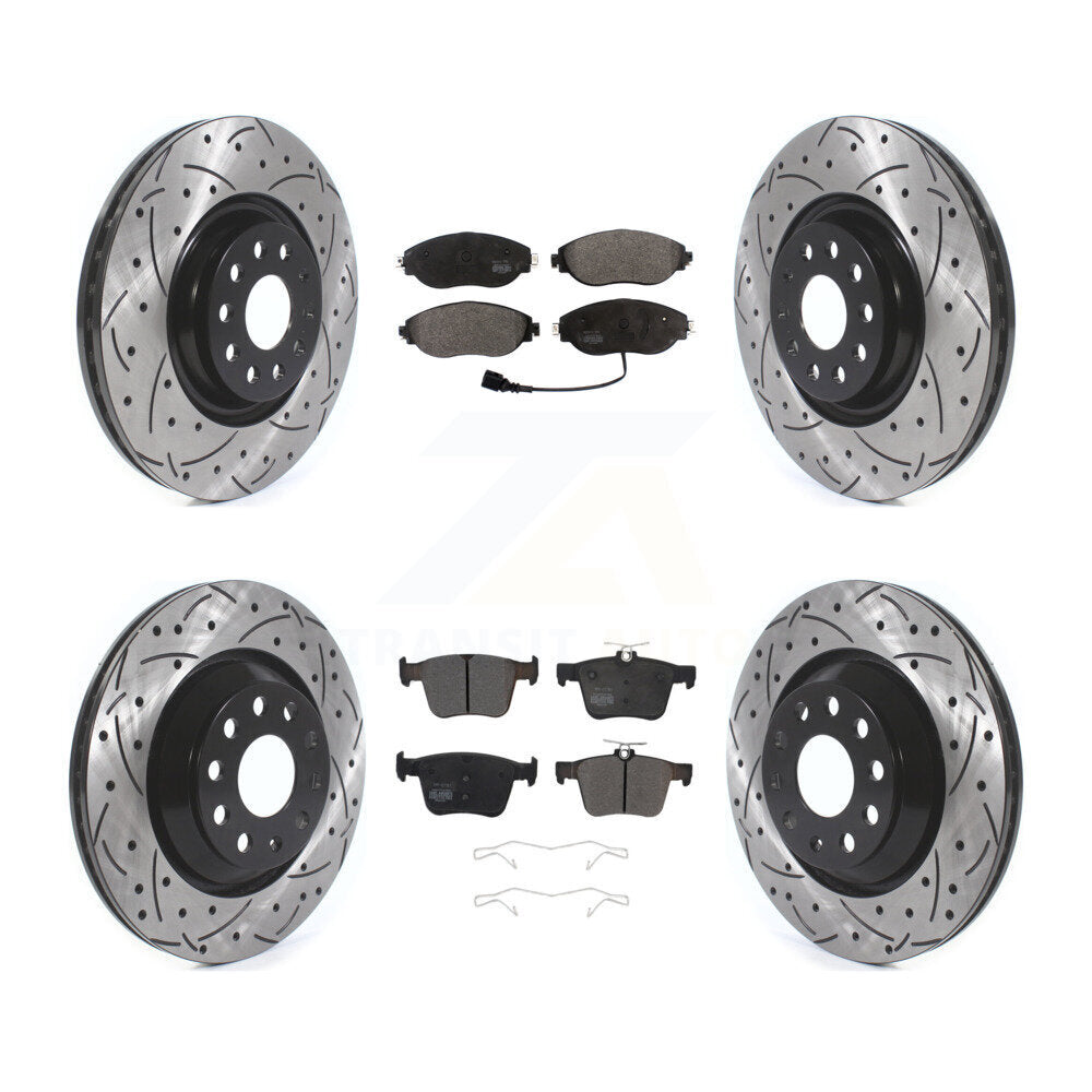 Kit de plaquettes semi-métalliques de Rotor de frein de fente de forage avant et arrière pour Audi Q3 Volkswagen