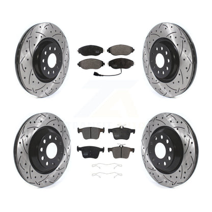 Kit de plaquettes semi-métalliques de Rotor de frein de fente de forage avant et arrière pour Audi Q3 Volkswagen