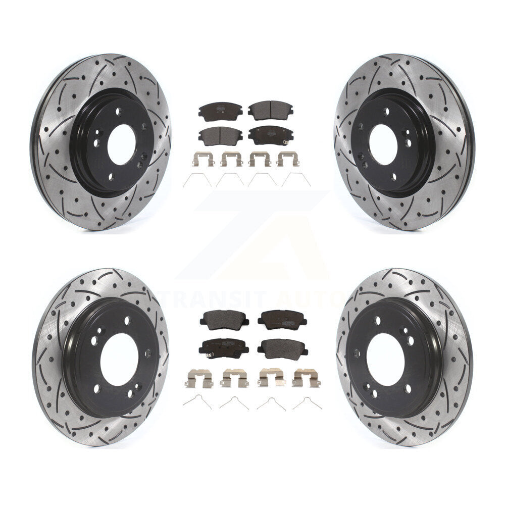 Kit de plaquettes semi-métalliques de Rotor de frein de fente de forage avant et arrière pour Hyundai Elantra 1.6