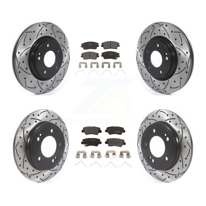 Kit de plaquettes semi-métalliques de Rotor de frein de fente de forage avant et arrière pour Hyundai Elantra 1.6