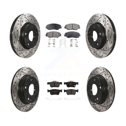 Rotor de frein à disque à fente percée avant et arrière et Kit de plaquettes semi-métalliques pour Honda Civi