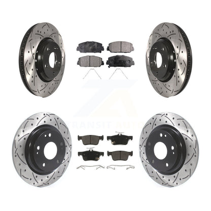 Rotor de frein à disque à fente percée avant et arrière et Kit de plaquettes semi-métalliques pour Honda Civi
