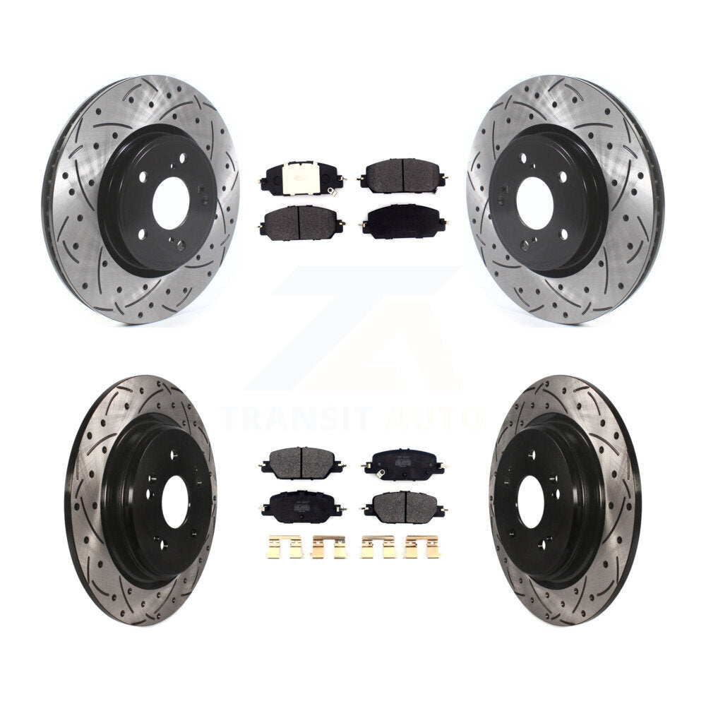 Kit de plaquettes semi-métalliques de Rotor de frein à disque de fente de forage de manteau avant et arrière pour Honda CR-