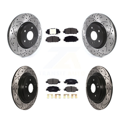 Kit de plaquettes semi-métalliques de Rotor de frein à disque de fente de forage de manteau avant et arrière pour Honda CR-