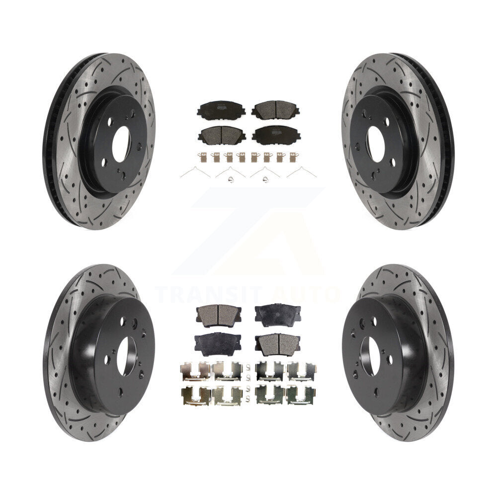 Rotors de frein à disque à fente avant et arrière, Kit de plaquettes semi-métalliques pour Toyota Camr