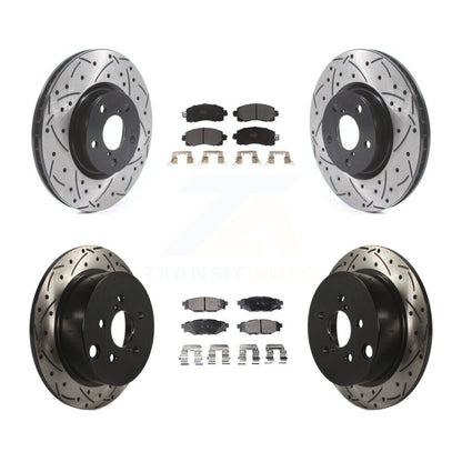 Kit de plaquettes semi-métalliques de rotors de frein à disque de fente de forage avant et arrière pour Subaru Imprez