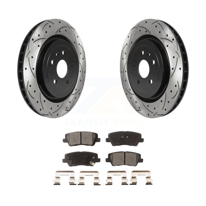Rotor de frein à fente arrière percé et kit de plaquettes semi-métalliques pour Cadillac CTS 2015 6.2