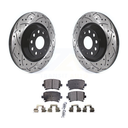 Kit de plaquettes semi-métalliques de Rotor de frein de fente de forage arrière pour Volkswagen GTI Passat CC