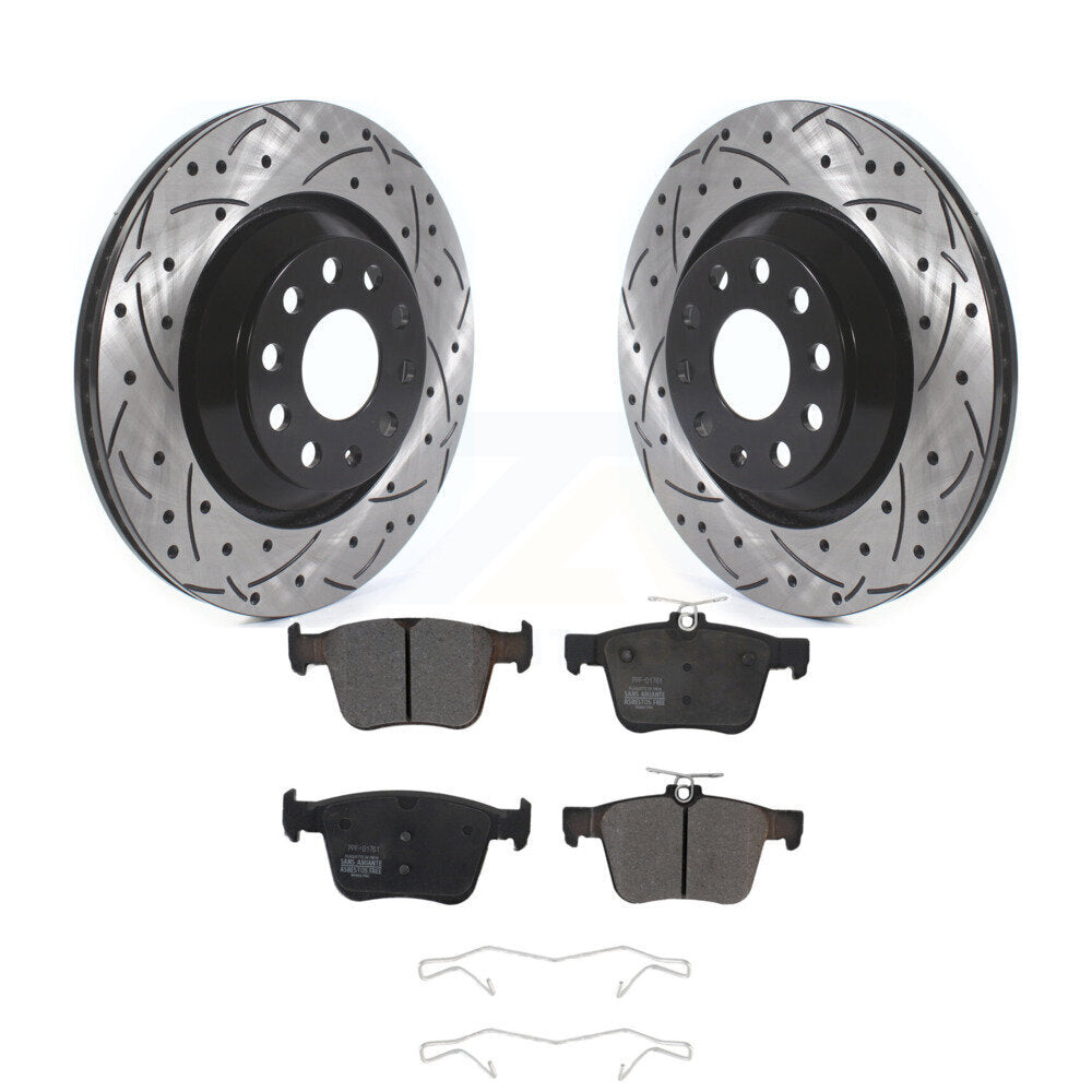 Kit de plaquettes semi-métalliques de Rotor de frein de fente de forage arrière pour Volkswagen Atlas Audi Q3