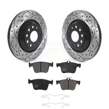 Kit de plaquettes semi-métalliques de Rotor de frein de fente de forage arrière pour Volkswagen Atlas Audi Q3