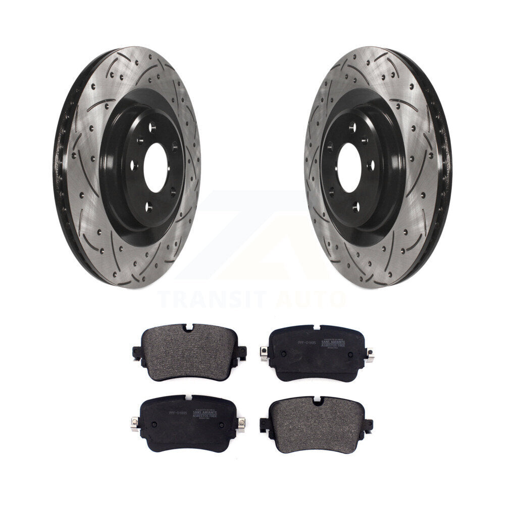 Rotor de frein à disque fendu percé à revêtement arrière et kit de plaquettes semi-métalliques pour Audi Q