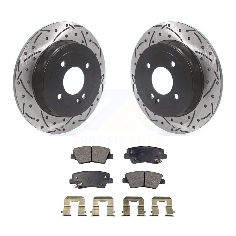Kit de plaquettes semi-métalliques de Rotor de frein à disque à fente arrière percée pour Hyundai Accen 2011
