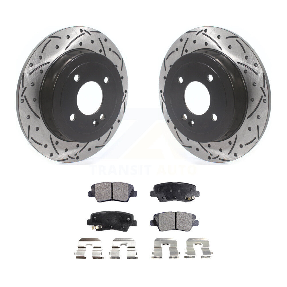 Rotor de frein à fente percée arrière et Kit de plaquettes semi-métalliques pour Hyundai Accent Kia Ri