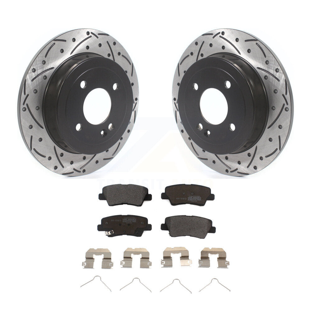 Rotor de frein à fente percée arrière et Kit de plaquettes semi-métalliques pour Kia Rio Hyundai Accen