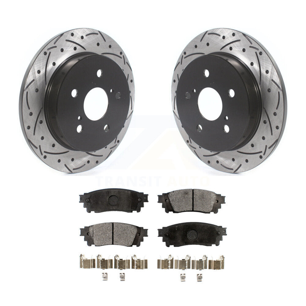 Rotors de frein à fente arrière percés, Kit de plaquettes semi-métalliques pour Toyota RAV4 Camry Lexu
