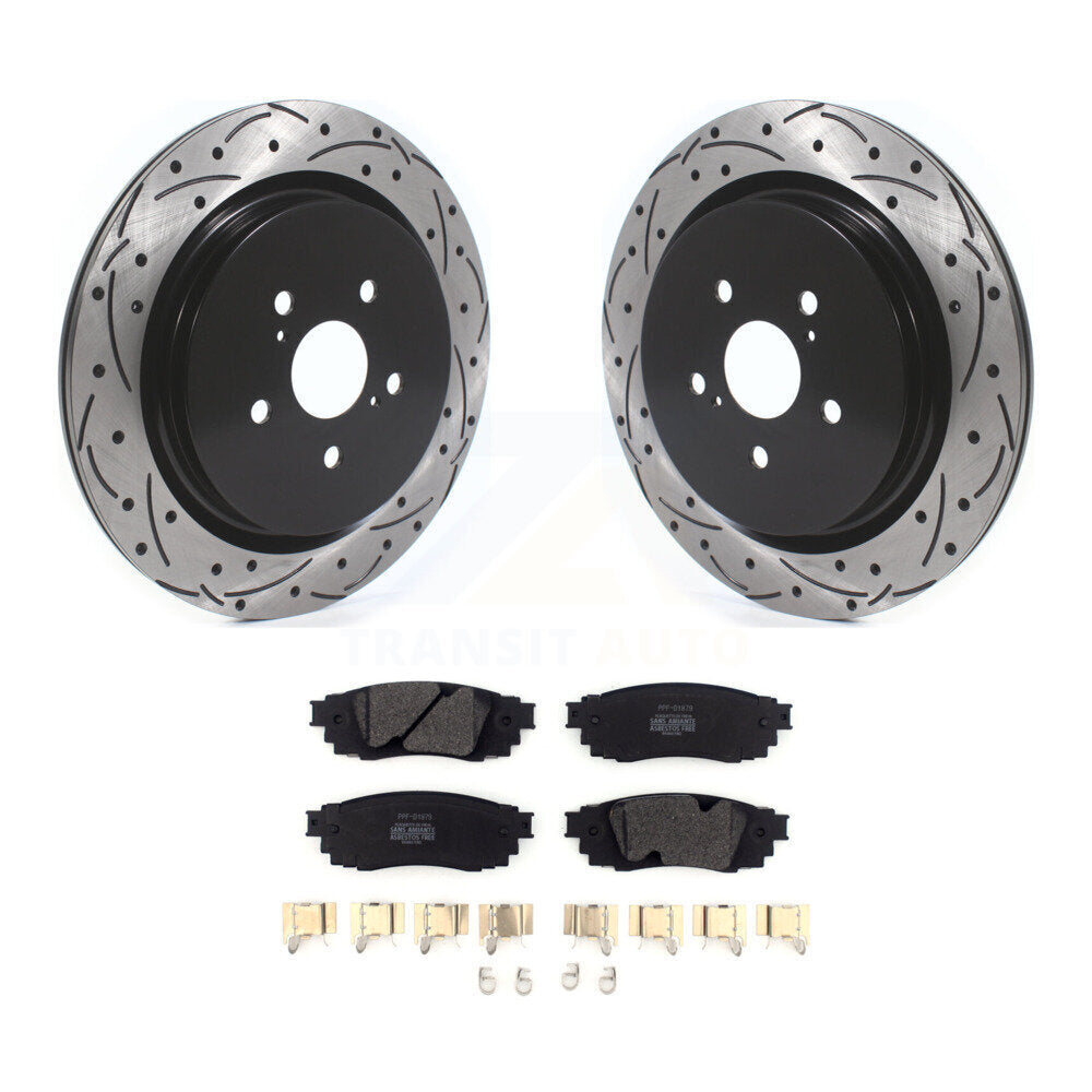 Kit de plaquettes semi-métalliques de Rotors de frein de fente de forage arrière pour Lexus RX350 RX450h RX350