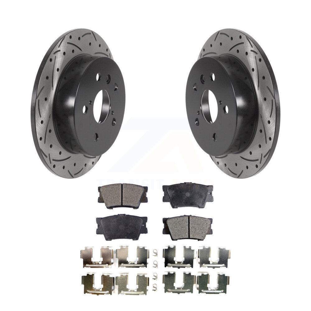 Kit de plaquettes semi-métalliques de Rotor de frein à disque à fente percée à revêtement arrière pour Toyota Camr