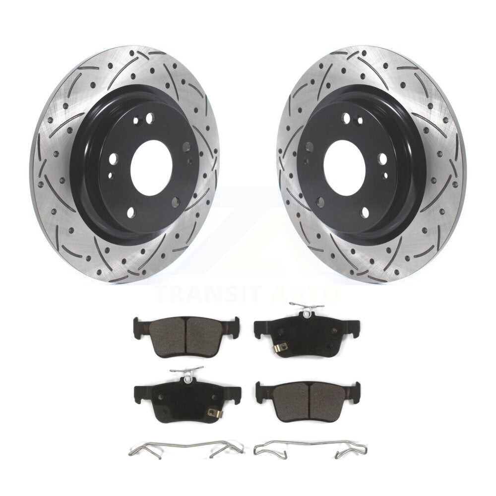 Kit de plaquettes semi-métalliques de rotors de frein à disque à fente percée à revêtement arrière pour Honda Civi