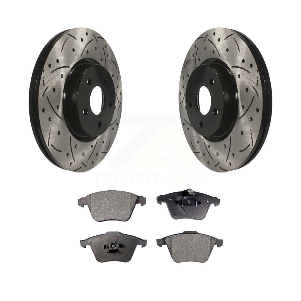 Rotors de frein à disque à fente avant percés, Kit de plaquettes semi-métalliques pour Volvo S40 V50 C7