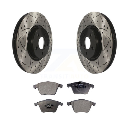 Rotors de frein à disque à fente avant percés, Kit de plaquettes semi-métalliques pour Volvo S40 V50 C7