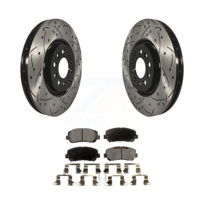 Kit de plaquettes semi-métalliques de Rotor de frein à disque de fente de forage enduit avant pour Jeep Cheroke