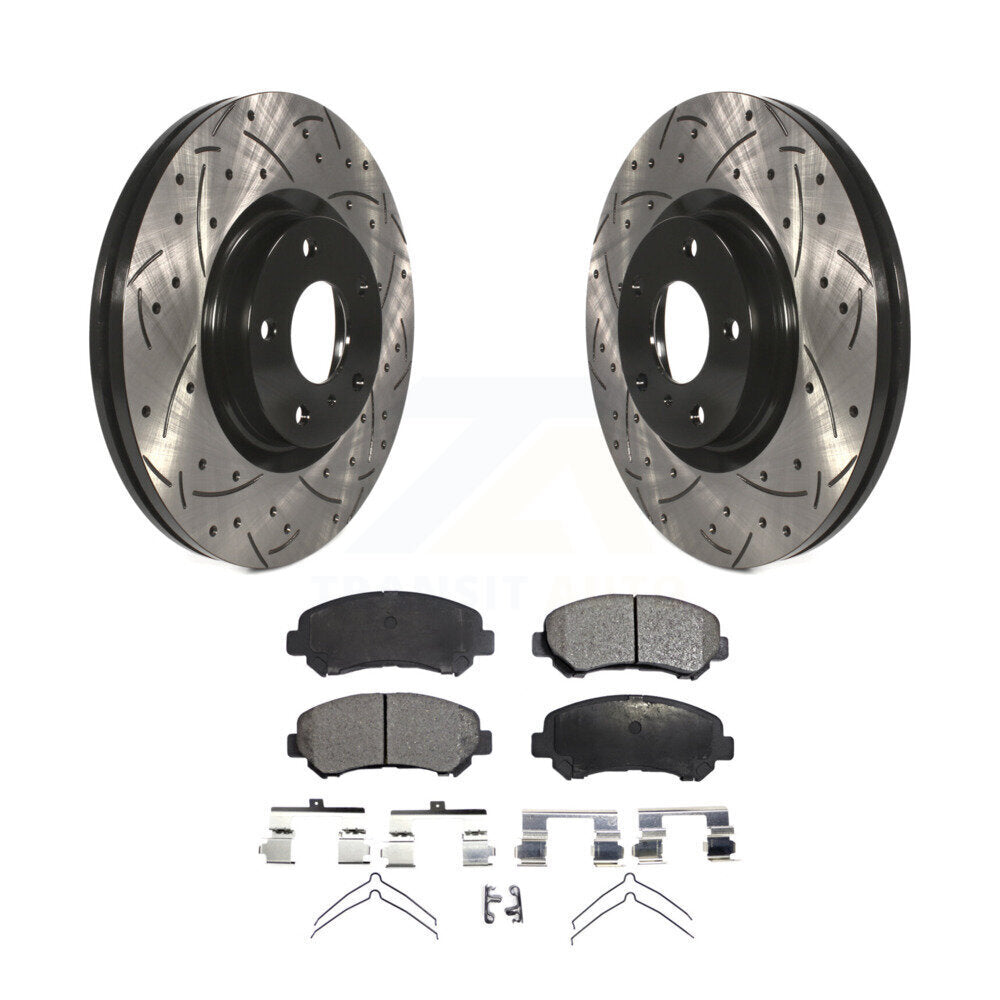 Kit de plaquettes semi-métalliques de Rotor de frein à disque de fente de forage enduit avant pour Nissan Maxim
