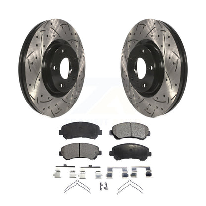 Kit de plaquettes semi-métalliques de Rotor de frein à disque de fente de forage enduit avant pour Nissan Maxim