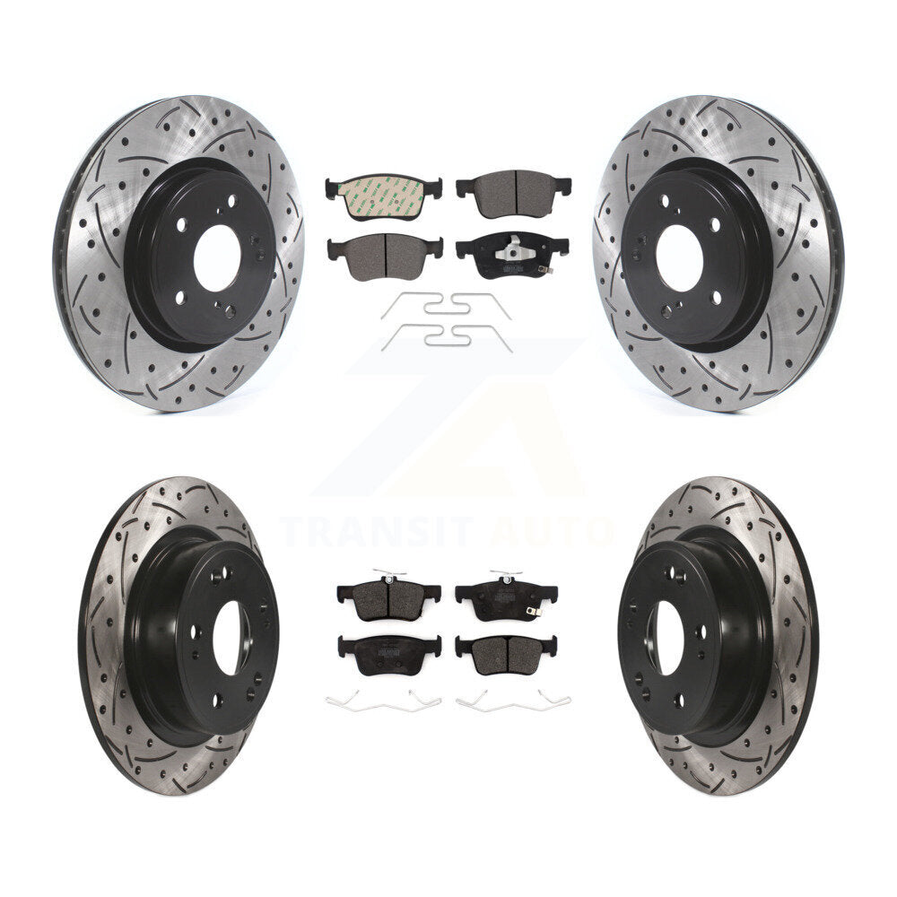 Rotors de frein à disque à fente avant et arrière, Kit de plaquettes semi-métalliques pour Honda Accor
