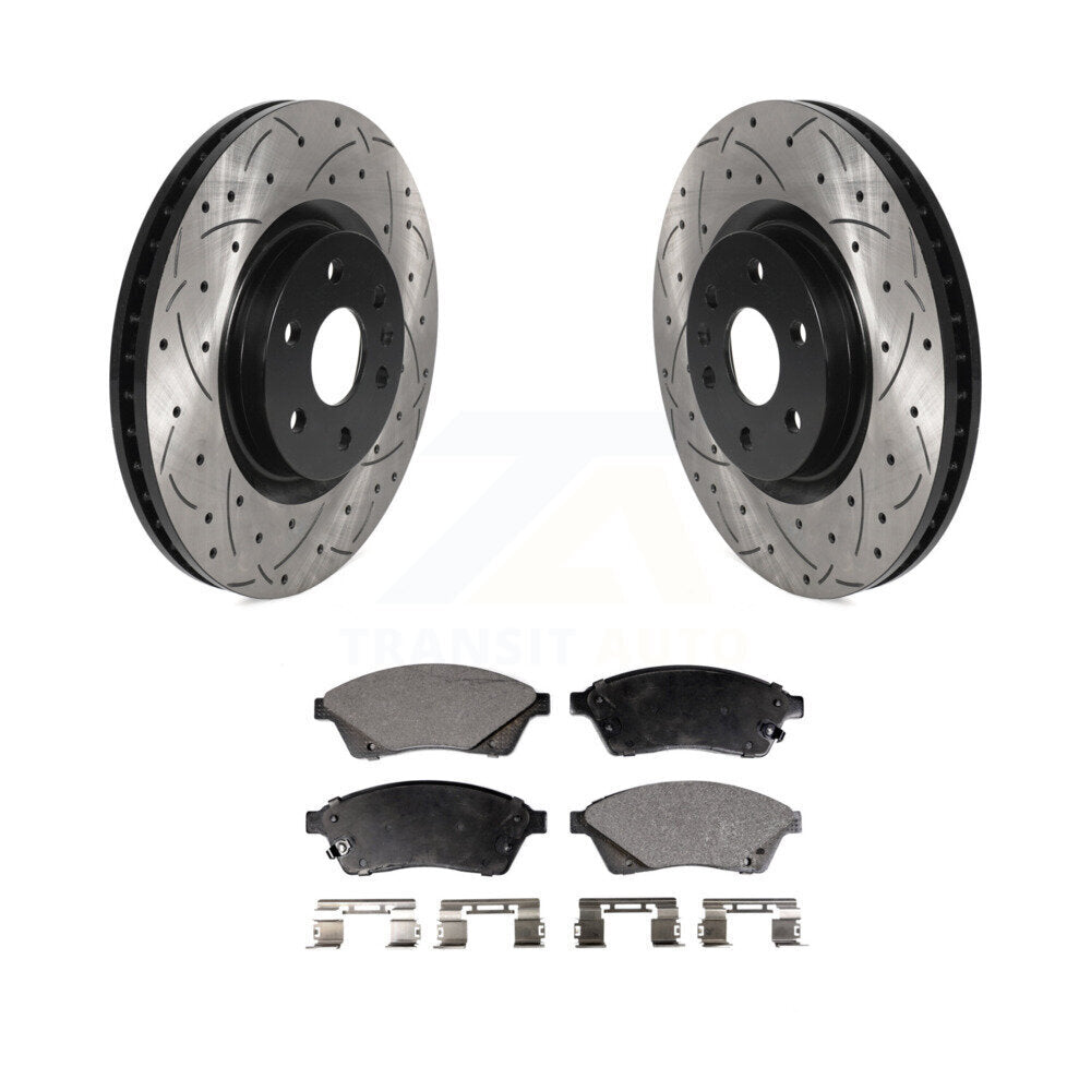 Rotors de frein à fente avant percés, Kit de plaquettes semi-métalliques pour Cadillac SRX Saab 9-4