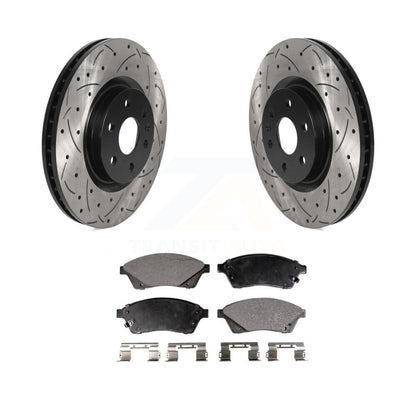 Rotors de frein à fente avant percés, Kit de plaquettes semi-métalliques pour Cadillac SRX Saab 9-4