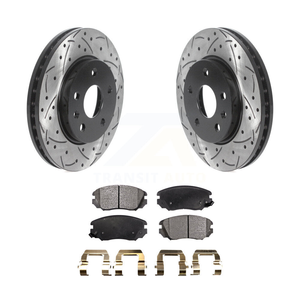 Rotors de frein à fente avant percés, Kit de plaquettes semi-métalliques pour Chevrolet Malibu Buic