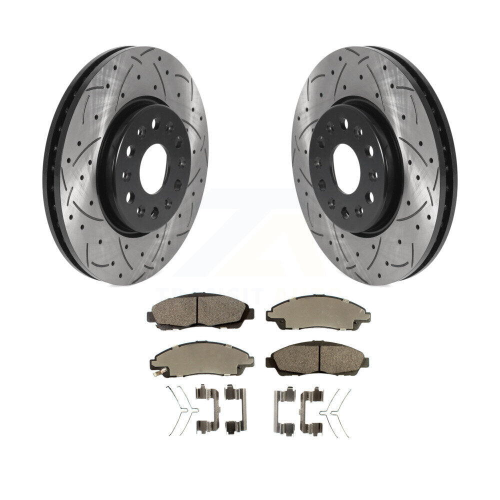 Rotors de frein à fente avant percés, Kit de plaquettes semi-métalliques pour Chevrolet Traverse GM
