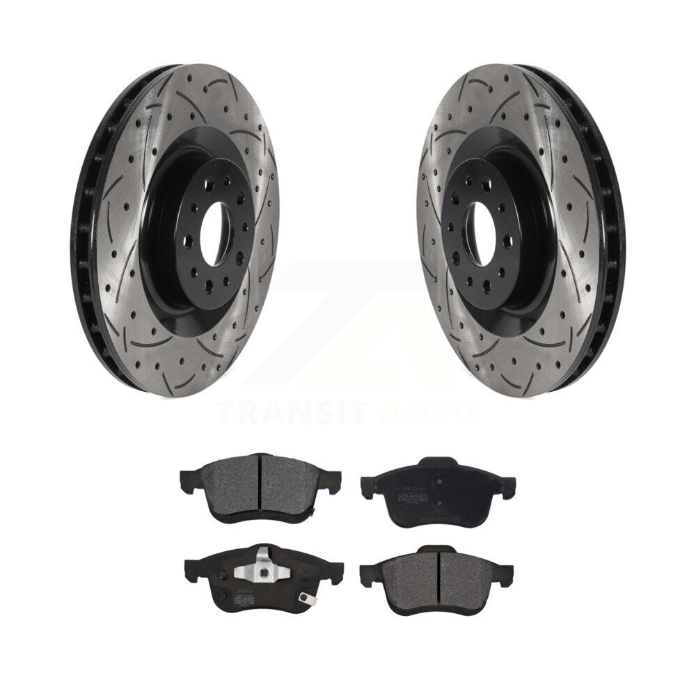 Kit de plaquettes semi-métalliques de rotors de frein à disque de fente de forage avant pour Fiat 500 2014-2020
