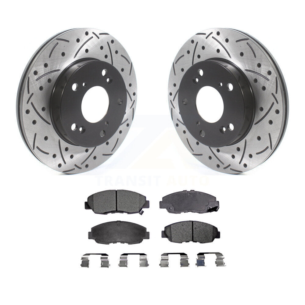 Kit de plaquettes semi-métalliques de Rotor de frein à disque à fente percée avec revêtement avant pour Honda Civi