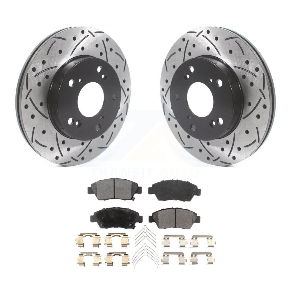 Rotor de frein à fente percée avant et Kit de plaquettes semi-métalliques pour Honda Civic Acura RS